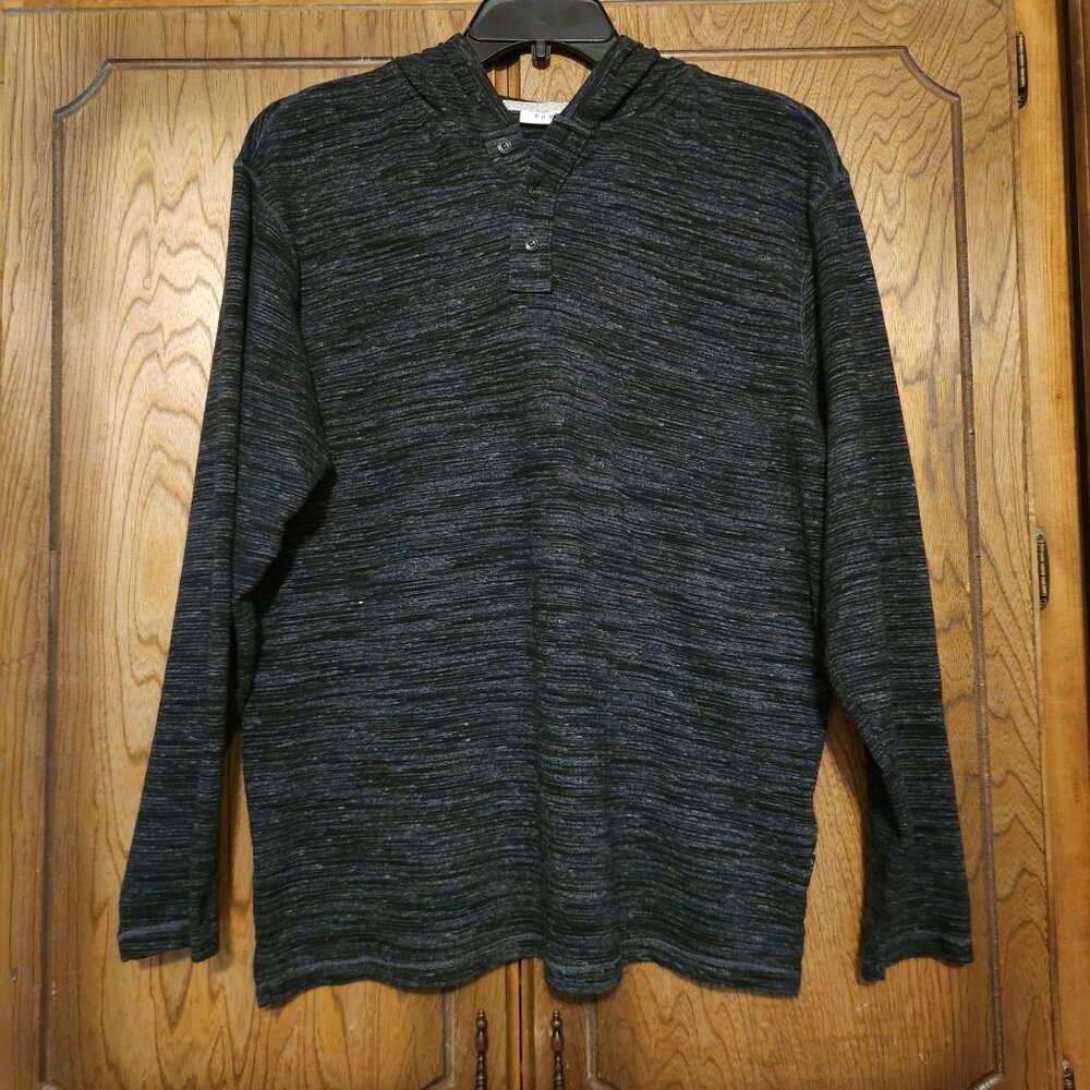 Young Men's Long Sleeve T-Shirt Hoodie Pullover 3 Button Closure Large